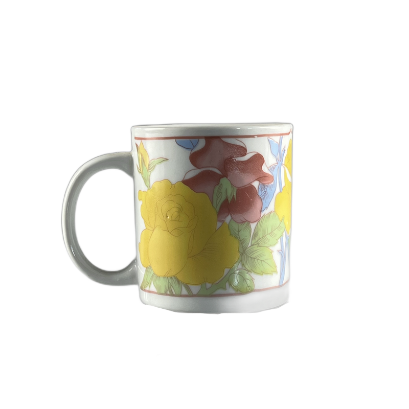 Caneca branca floral - 225921