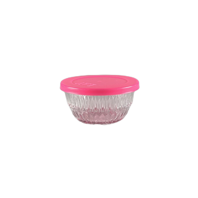 Taça sobremesa transparente tampa rosa - 13444